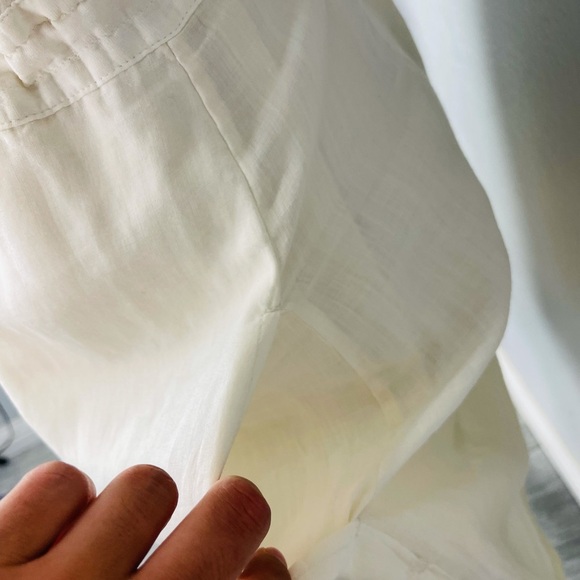 THEORY CREAM OFF WHITE COLLAR BUTTON DOWN SHEERE LINED CREAM DRESS - Picture 3 of 6